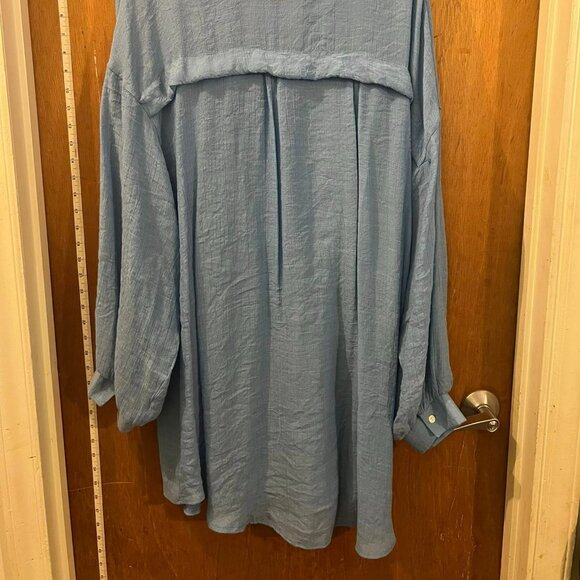Size 4X - Lightweight Cornflower Blue Long Sleeve Button-Down - Picture 9 of 10